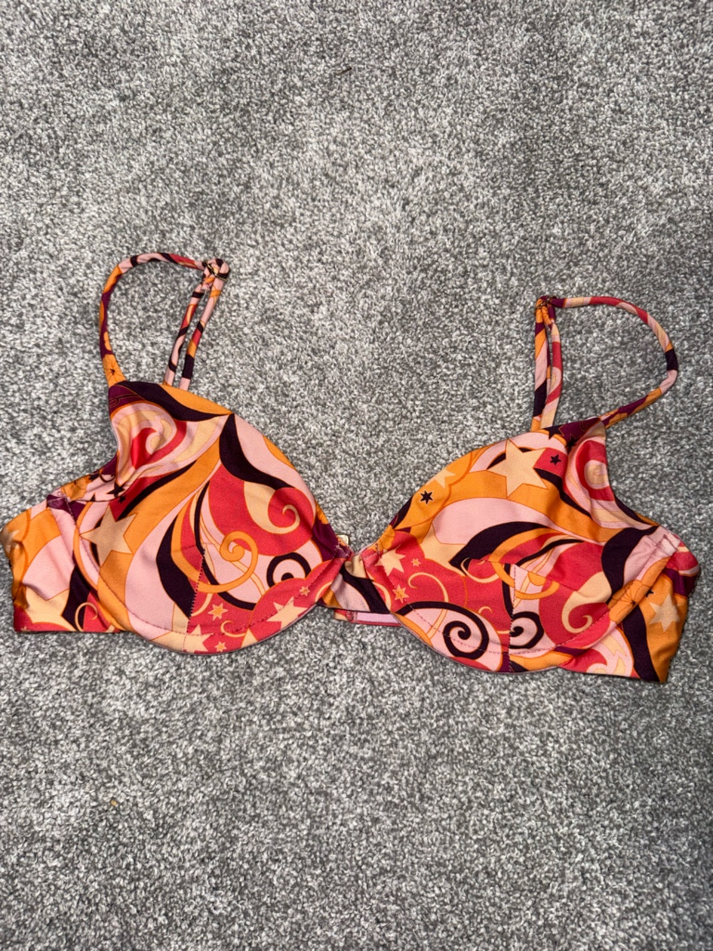 Beach Riot Orange Pink Red Patterned Bikini set